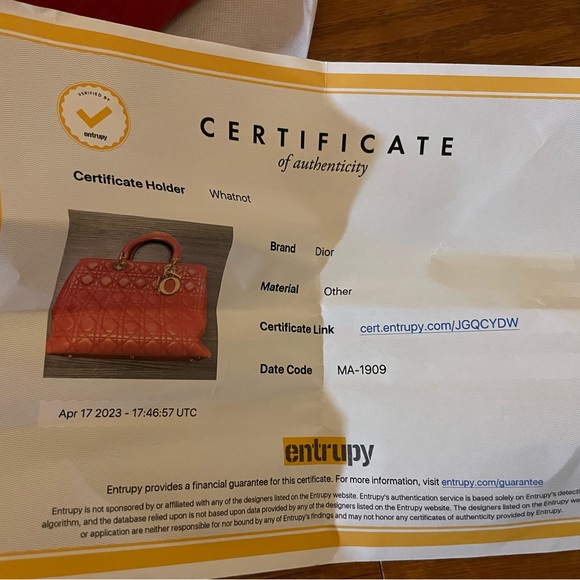 Pre loved Lady Dior Christian Dior Red lamb skin bag - Picture 7 of 15